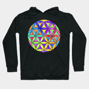Rainbow Geometric Circle Flower Mandala - Color Shift Hoodie